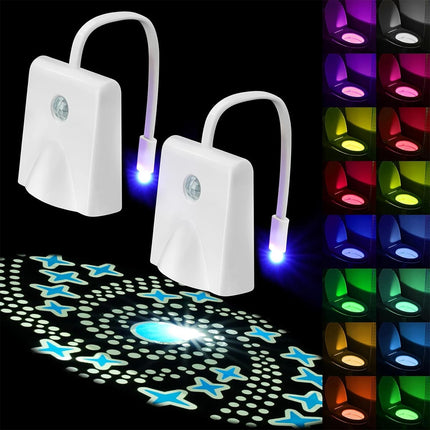 2PCS Toilet Bowl LED Night Light Motion Activated Seat Sensor Bathroom Lamp Light