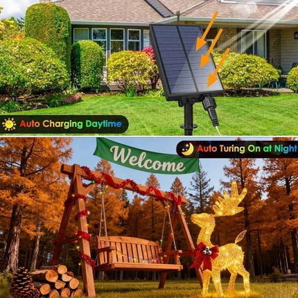 80cm Christmas Decoration Reindeer LED Lights Light up Solar Iron Frame Door