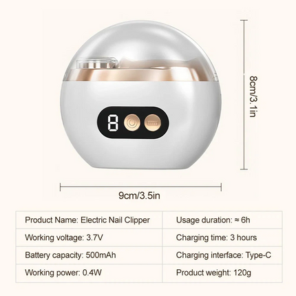 Electric Nail Clippers Automatic LED Light Trimmer Toe Cutter USB Rechargeable
