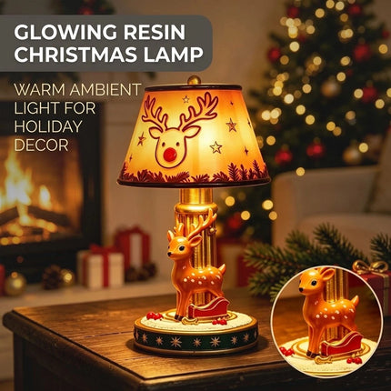 Christmas Elk Resin LED Table Lamp - Festive Holiday Decor & Gift Ornament