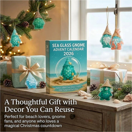 2026 24 Days Surprise Sea Glass Gnome Advent Calendar Acrylic Hanging Decoration