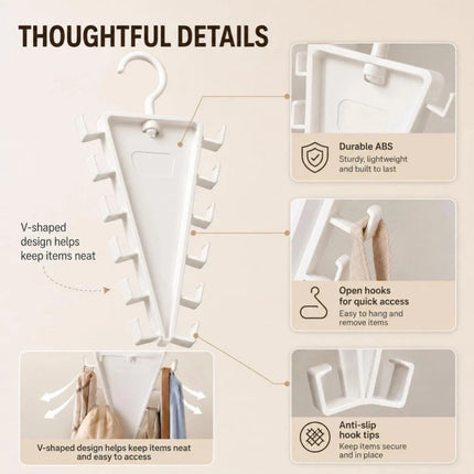V-shaped Double Sided 360° Rotating Hanger 12 Hooks for Wardrobe Storage (5PCS)