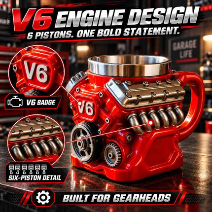 Retro V8 Engines Stainless Steel Cup Insulation Car Mug Gifts for Men and Boys