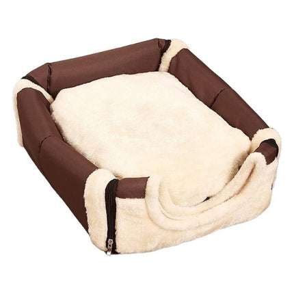 XL Cozy Soft Pet House Kennel Warm Bed Cave for Dogs & Cats Warm Nest For Pets Brown Dots