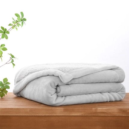 Serene Hudson Fleece and Sherpa Reverse Throw Blanket Grey 180x200cm