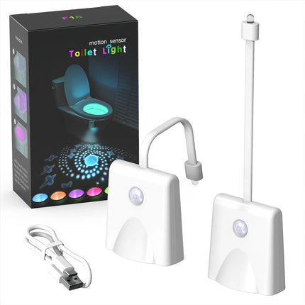 2PCS Toilet Bowl LED Night Light Motion Activated Seat Sensor Bathroom Lamp Light