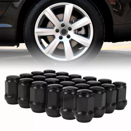 24PCS M12x1.25mm Thread Black Extended Open Ended Steel Wheel Tuner Lug Nuts Set