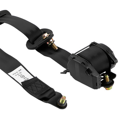 2 Sets Universal 3 Point car Safety Belt Seatbelt Retractable Black Buckle Belt