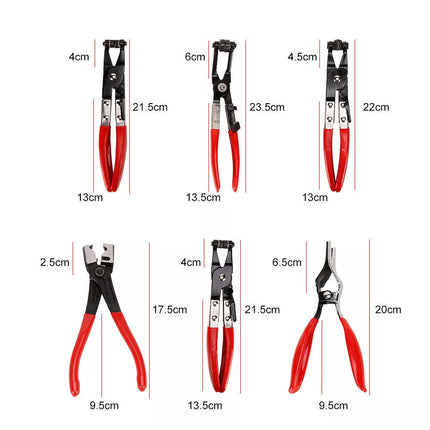 9PC Hose Clamp Clip Plier Set Swivel Jaw Flat Angled Band Automotive Tool Set