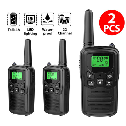 2x  Radios Transceivers 10KM Long Range Two-Way Radios w/ LED Flashlight Black