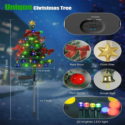 2X Solar Christmas Tree Lights LED Stake Lamp Garden Path Light Outdoor Decor