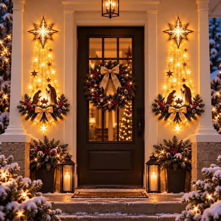 Glowing Nativity Wall Decor Lighted Star Ornament Night Light Living Room