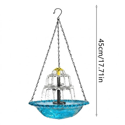 1Pcs Solar Bird Bath Fountain Hanging Glass Bowl Cascading Water Feature Wildlife