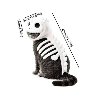 1pc Halloween Pet Dinosaur Skeleton Plush, 3D Spinosaurus Dinosaur Skeleton Costume