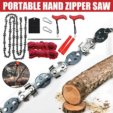 53 inch 68 Teeth Rope Saw High Reach Tree Limb Hand Rope Chain Saw Foldable - Image 2
