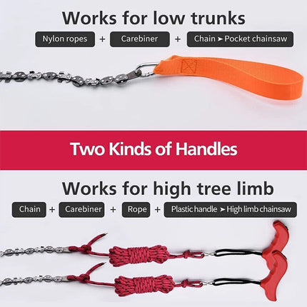 53 inch 68 Teeth Rope Saw High Reach Tree Limb Hand Rope Chain Saw Foldable - Image 4