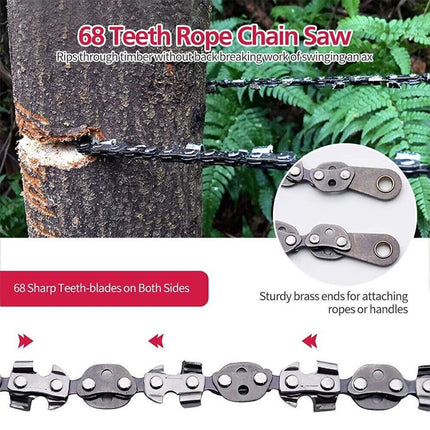 53 inch 68 Teeth Rope Saw High Reach Tree Limb Hand Rope Chain Saw Foldable - Image 5