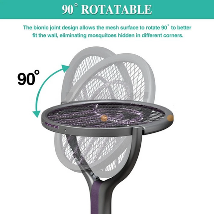 3in1 Electric Mosquito Swatter Fly Insect Killer Bug Zapper Rotating Racket Trap