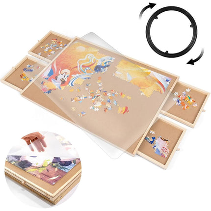 1000 Piece Puzzle Board with Drawer Cover Portable Wooden Jigsaw 29"x21.6"