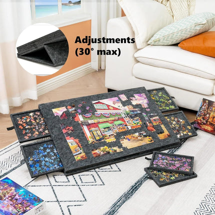 1000 Piece Puzzle Board  Tilting Felt Surface 2-in-1 Stand & 6 Drawers