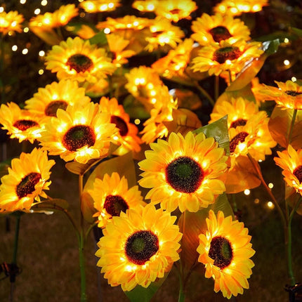 2x Solar Power Garden Stake Lights Sunflower LED Flower lawn Decor Lamp Outdoor