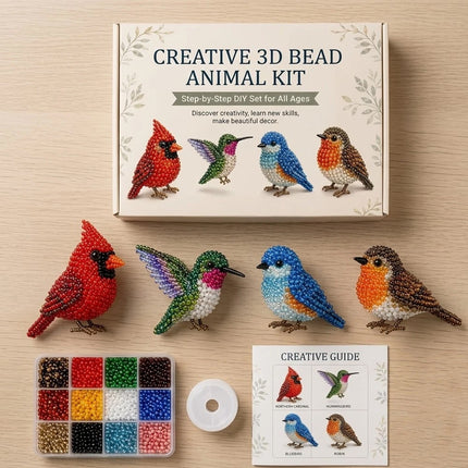 2026 Tiny 3D Beaded Animal DIY Kit, Cute Bird & Animal Beading Craft Set