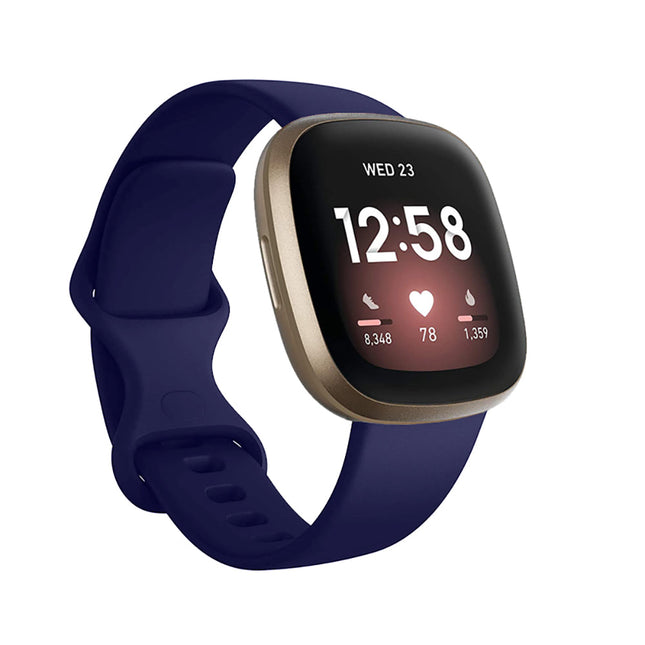 Fitbit Versa 3 4 Sense Sense 2 Smartwatch Soft Silicone Replacement Band Midnight Blue