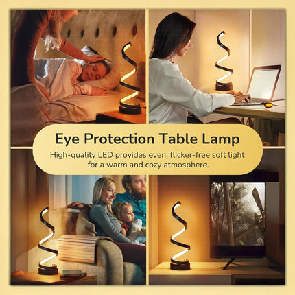LED Table Lamp Dimmable USB Desk Light Bedside Reading Night Light Spiral Lamp