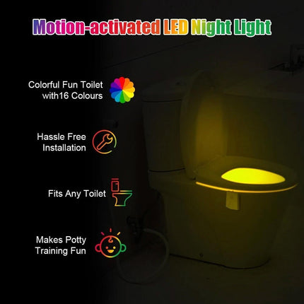 2PCS Toilet Bowl LED Night Light Motion Activated Seat Sensor Bathroom Lamp Light