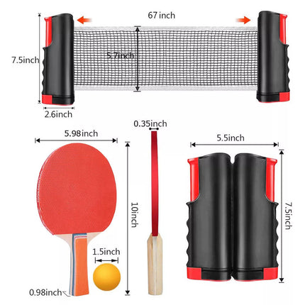 Portable Table Tennis Bats Retractable Net 2 Bat + 3 Balls Sports Training Sport