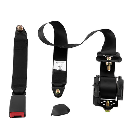 2 Sets Universal 3 Point car Safety Belt Seatbelt Retractable Black Buckle Belt