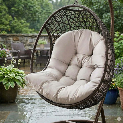 Waterproof Hanging Egg Chair Cushion Sofa Swing Chair Seat Relax Thick All-Weather Comfort Pad Light Grey