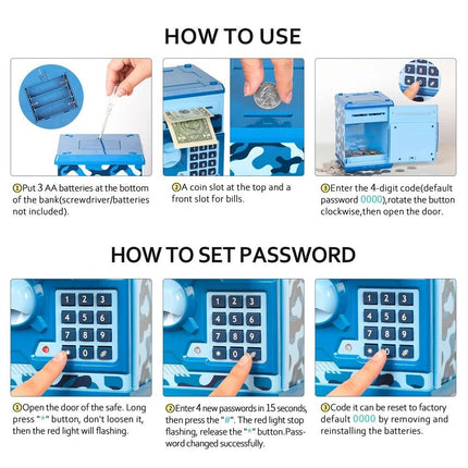 Digital Piggy Bank with Password Lock & Auto Bill Roller ATM Style  Gift HOT