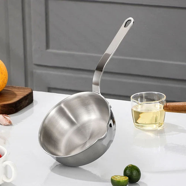 Stainless Steel Milk Pot Butter Warmer Pan Small Saucepan with Pour Spouts