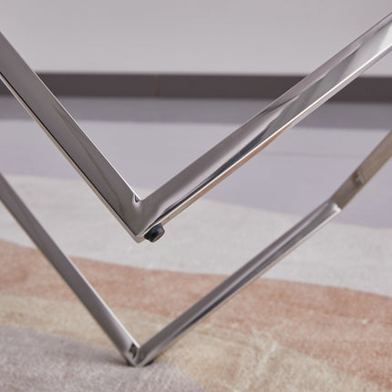 Set of 3 Hexagonal Nesting Tables - White Marble Top With Chrome Legs | Modern Living Room Side Coffee Tables