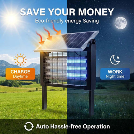 4500V Solar Bug Zapper Waterproof Mosquito Zapper Outdoor Solar &Battery Powered