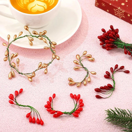 150 Pcs Artificial Berry Stems Double Head Christmas Tree Ornaments Floral Picks