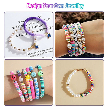 Clay Beads Bracelet Making Flat Polymer Heishi Jewellery Kit 3840pcs DIY Pack AU
