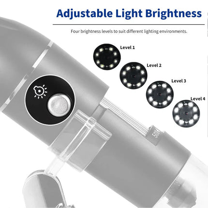 USB Digital Microscope 1600X Magnifying Tool 8 LED Light for Multi System