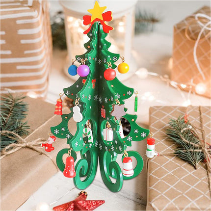 Mini Christmas Tree 3D DIY Wooden Trees Festival Home Party Table Desk Decors