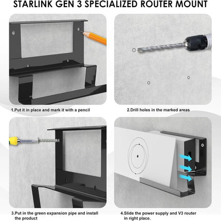Gen 3 Router Metal Mount for Starlink 2-in-1 Protective Wall Mount for V3 Router