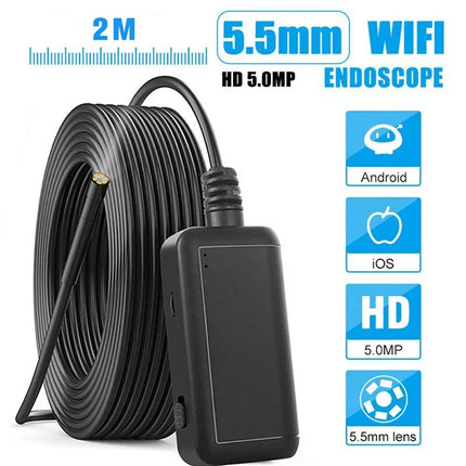 WIFI Endoscope HD 5MP Borescope Inspection Camera Waterproof For iPhone Android 2M