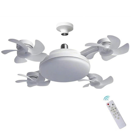 LED Ceiling Fan Light with E27 Base and Remote Control, Dimmable Modern Home Lighting