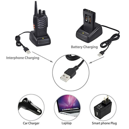 2pcs  Walkie-talkie UHF 400-470MHz Built in Flashlight + Earbud