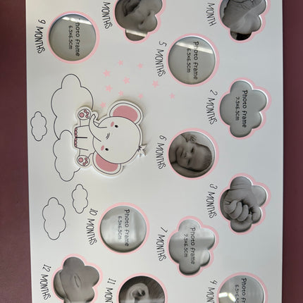 Elephant Monthly Milestone Photo Frame – 1 to 12 Months Keepsake
