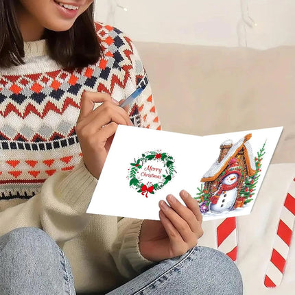 6PCS DIY Diamond Painting Greeting Cards Crystal Art DIY Christmas Greeting Card     (Type03)