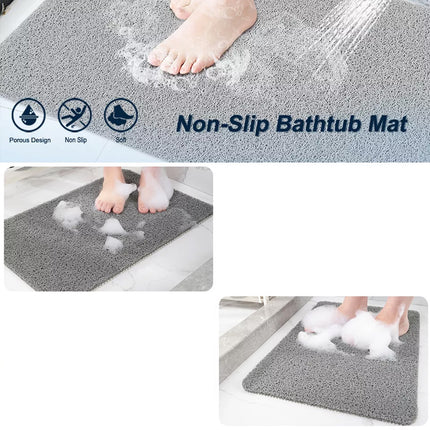 Super Comfy Shower Mat Non Slip Bathroom Pad Never Stain or Blocks Drain 60*80CM - Grey