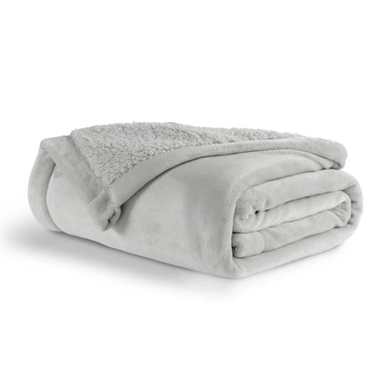Serene Hudson Fleece and Sherpa Reverse Throw Blanket Grey 180x200cm