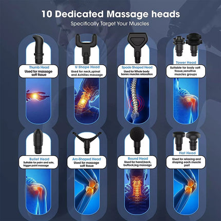30 Speed Massage Gun for Athletes,10 Massage Heads,Upgrade Percussion Muscle
