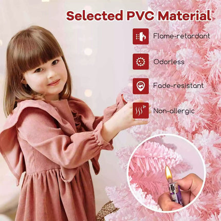 1.8M Pink Christmas Tree Slim Pencil Unlit Corner Xmas Decor for Seasonal Carnival